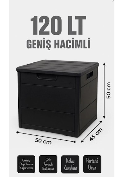 Bahçe Sandığı Çok Amaçlı Dolap 120 Lt 50x50x45 Antrasit
