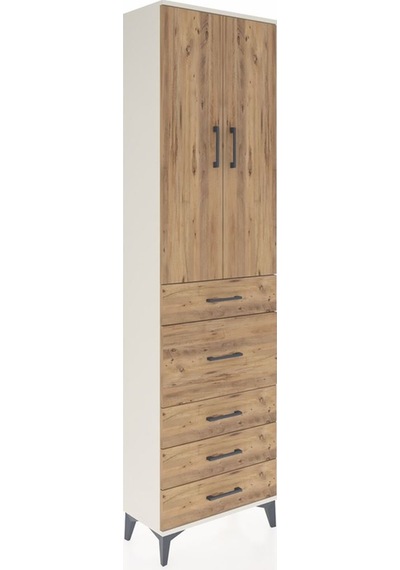 Arges Dolap 2 Raflı 5 Çekmeceli 2 Kapaklı 60x30x221 Aytaşı-çam Aytaşı