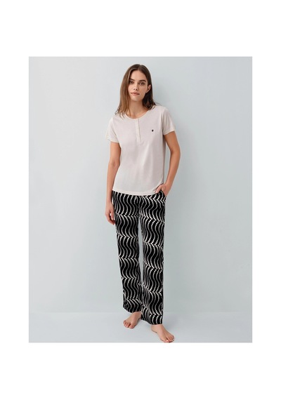 Moda Dua Pierre Cardin Pc9165-x Kadın Kısa Kol Büyük Beden Pijama Takımı Açık Bej