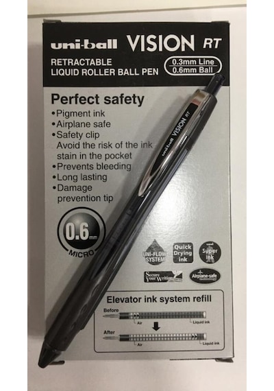 Uniball Ubn-176 Vision Rt Mekanik Roller Kalem 0.6 Mm Siyah Siyah