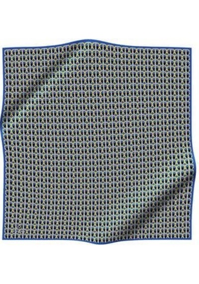 Vissona Tivil İpek Eşarp 60779 - 21 Saks Gold Soyut Desen Mavi