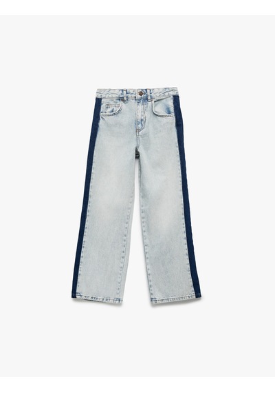 Koton Pamuklu Şerit Detaylı Geniş Paça Jean Pantolon Lıght Indıgo 6wkg40040ad Açık Mavi Koton Pamuklu Şerit Detaylı Geniş Paça Jean Pantolon Lıght Indıgo 6wkg40040ad Açık Mavi