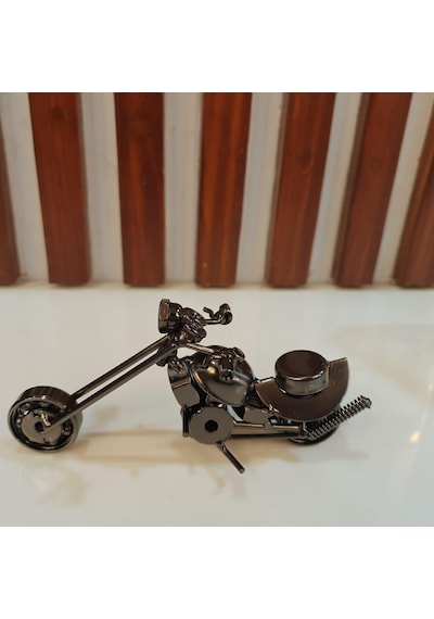 İşiye Özel İsim Yazılı Metal Motosiklet Biblo - Dekoratif Chopper Motor Maketi Masaüstü Aksesuarı