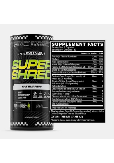 Cellucor Super Shred Fat Burner Thermogenic Power & High Stimulant Energy 60 Caps Aromasız