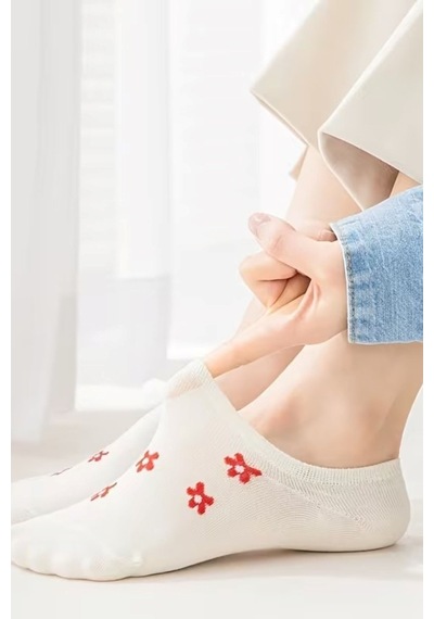 Hitit Socks Kadın 5 Çift Premium Kalite Meyve Ve Çiçek Desenl... Çok Renkli
