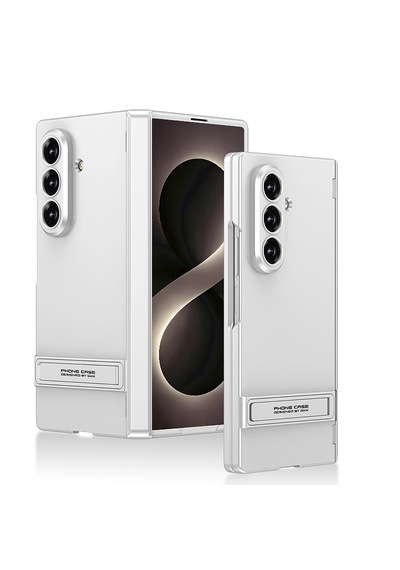 Samsung Galaxy Uyumlu Z Fold 8 Ultra Kılıf Zore Kıpta Standlı Kapak Gümüş