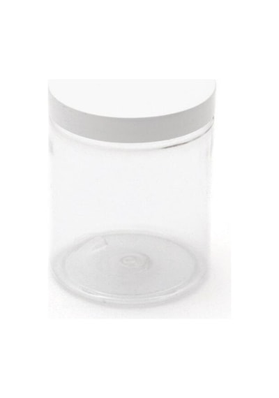 300 Ml - Şeffaf Pet Plastik Kavanoz - Beyaz Kapak - 5 Adet