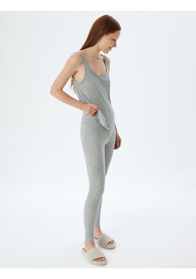 Koton Pijama Altı Fitilli Örme Jogger Standart Bel Antrasit 5wlk40010mk Antrasit