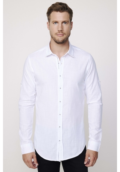 Tudors Slim Fit Uzun Kol Apoletli Keten Düz Erkek Beyaz Gömlek-27786-beyaz Beyaz Tudors Slim Fit Uzun Kol Apoletli Keten Düz Erkek Beyaz Gömlek-27786-beyaz Beyaz