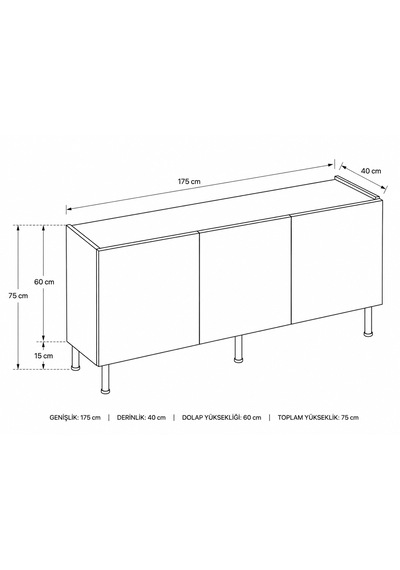 Hitit Konsol 175 Cm 100% Mdf Metal Ayak Gri Hitit Konsol 175 Cm 100% Mdf Metal Ayak Gri