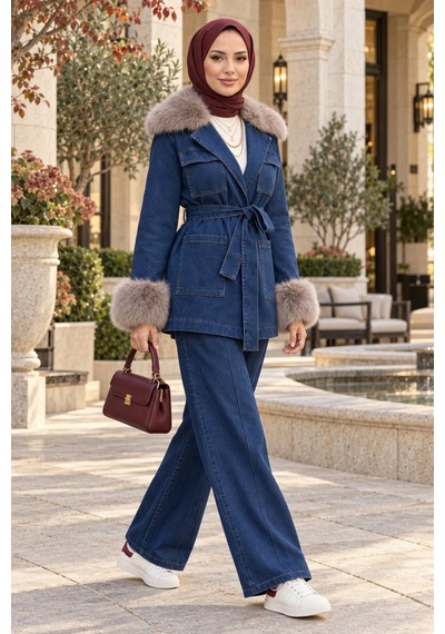 Hb Harma Time Butik Kadın Kürk Detaylı Kuşaklı Cepli Koyu Kot Mavi Tunik Pantolon İkili Takım Koyu Mavi Koyu Mavi Hb Harma Time Butik Kadın Kürk Detaylı Kuşaklı Cepli Koyu Kot Mavi Tunik Pantolon İkili Takım Koyu Mavi Koyu Mavi