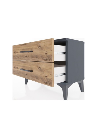 Arges Komodin 2 Çekmeceli 60x30x48 Antrasit-çam Antrasit