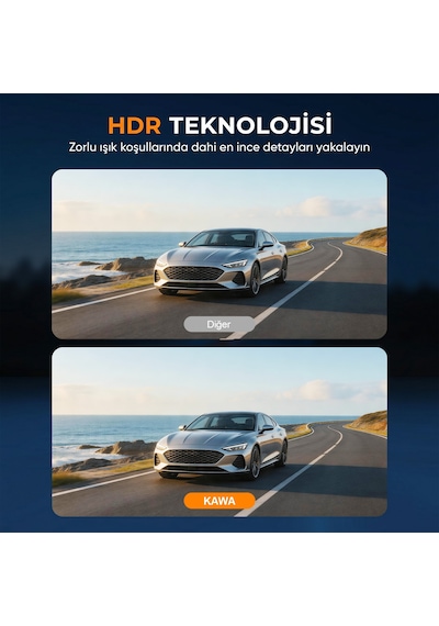 Kawa D9 2 Kameralı Ön+arka 4k+1080p Hdr Wi-fi Gps'li Gece Görüşlü Araç Kamerası + 64gb Hafıza Kartı