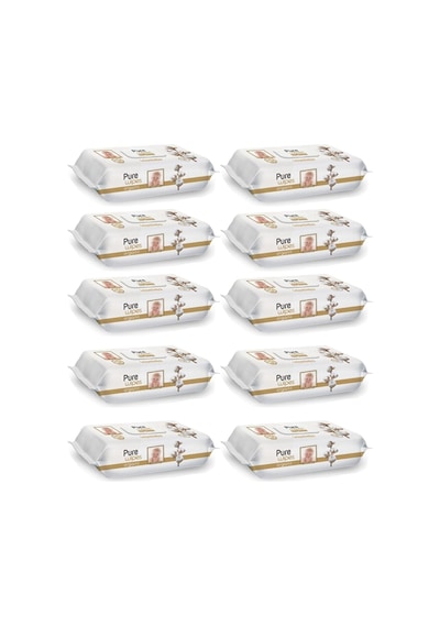 Pure Wipes Pamuklu Organic Islak Mendil 90' Lı 10 Paket 900 Yaprak Pure-Mndl-90