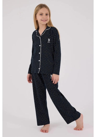 Kız Çocuk Gömlek Pijama Takımı - Lacivert Lacivert