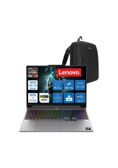 Lenovo LOQ 15AHP11 W83TN0096TRF52 Ryzen 7 250 128 GB 1 TB SSD+1 TBSSD 8 GB/rtx5070 115w 15.3" Free Dos Dizüstü Bilgisayar + Çanta