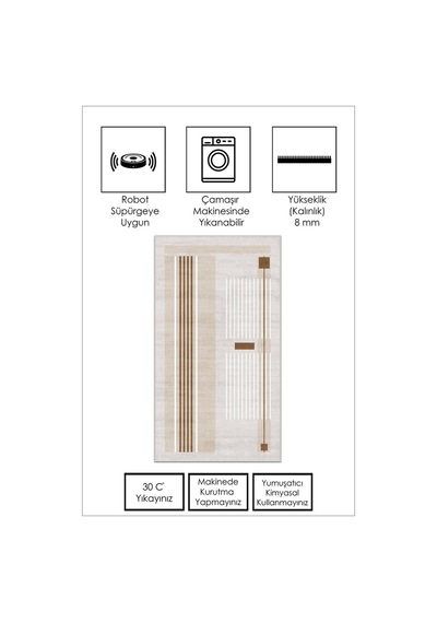 West Home Makinede Yıkanabilir Kaymaz Taban Leke Tutmaz Bej Modern Salon Halısı Mutfak Halısı Ve Yolluk Wh602 Beige
