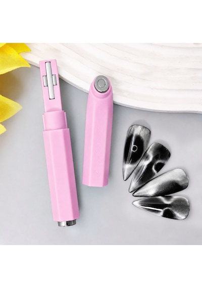 3 Ü 1 Arada Halka Ve Dalga Efektli Pembe Kedi Gözü Kalıcı Oje Mıknatısı Cat Eye Magnet Wdcat02