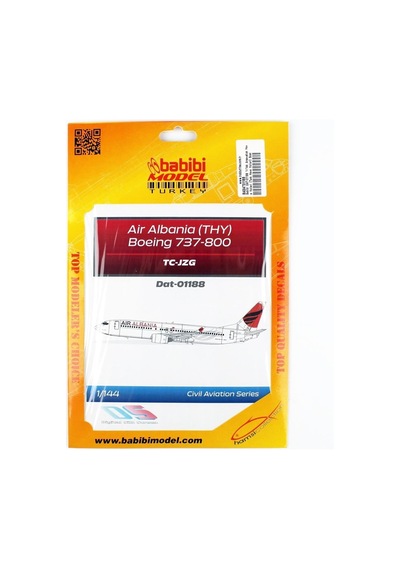 Babibi Dat-01188 1/144 Ölçek, Arnavutluk Hava Yolları Türk Hava Yolları Boeing 737-800, Dekal Çıkartma