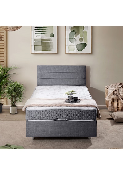 Sofia Tek Kişilik Baza Başlık Comfort Yatak Seti Gri 100 x 200