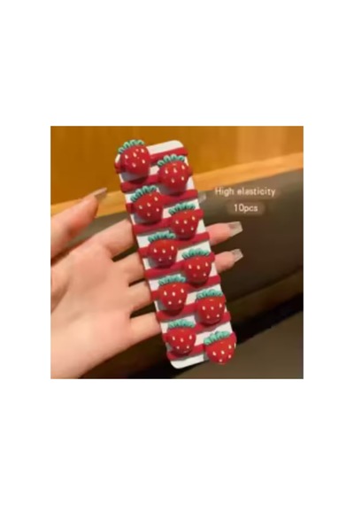 10 Adet Çilekli Çocuk Lastik Toka Seti Kırmızı Çilek - 789183528 Kırmızı Çilek - 789183528 Kırmızı Çilek