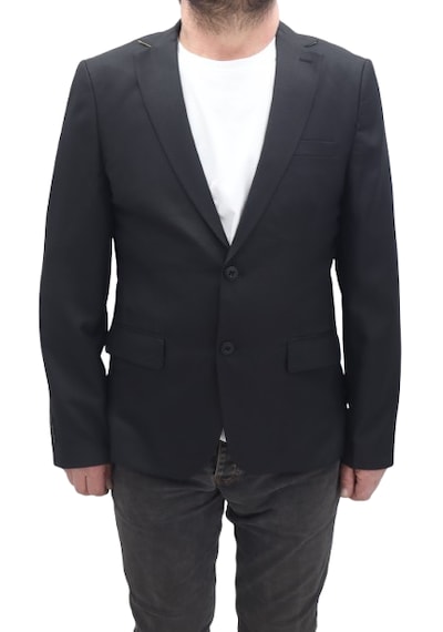 Twenhil Dmctekstil Erkek Ckt-200 Düz Klasik Kesim Normal Kalıp Çift Düğme Blazer Ceket Siyah