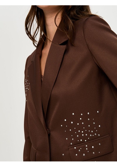 Taş Süslemeli Blazer Ceket S26ckt028 Us26ckt02830 Kahve