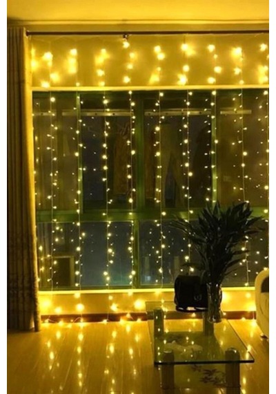 Tedaks 8 Fonksiyonlu 200 Led 10 Saçak Şerit Led 2x2 Perde İp Led Gün Işığı Beyaz