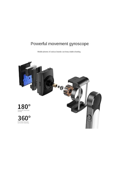Torima L09 Profesyonel Işıklı Gimbal Öz Çekim Telefon Sabitleyici Video Çekimi Siyah