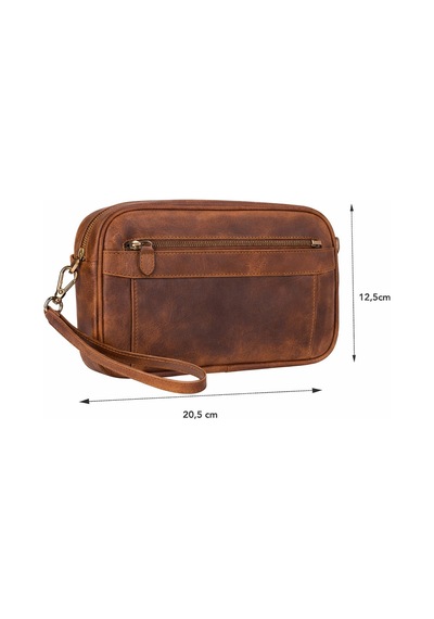 Bloominbag Forge Wrist Heritage Saddle Luxe Hakiki Deri Unisex Kilitli Clutch Kahverengi