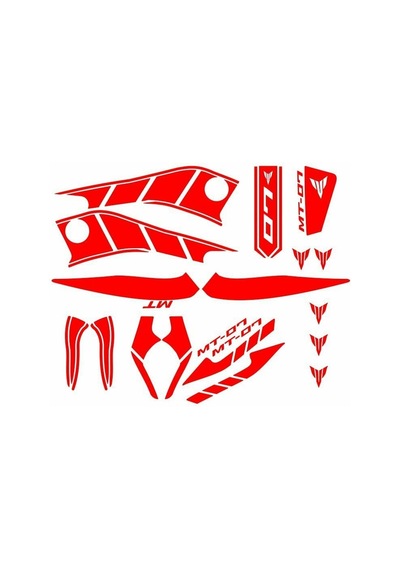 Yamaha Mt07 2014 - 2017 Uyumlu Kırmızı Sticker Set Standart