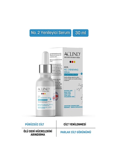 Aclind Aha No:2 Yenileyici Peeling Serumu - Glikolik Asit İçerikli Leke Karşıtı Ve Arındırıcı 30 Ml
