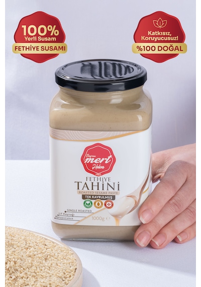 Mert Helva Tek Kavrulmuş Fethiye Tahini Cam 1 KG