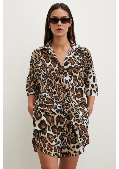 Never More Cepli Leopar Desenli Şortlu Takım Haki