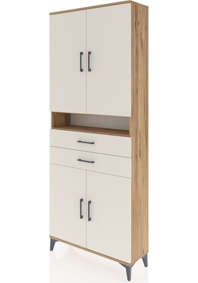 Arges Dolap 5 Raflı 2 Çekmeceli 4 Kapaklı 88x30x221 Çam-aytaşı Çam