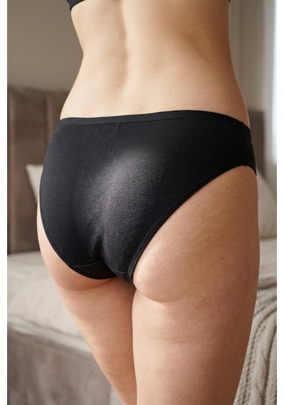 Mataş Kadın 6'lı Paket Pamuklu Bikini Külot Esnek Yumuşak İz Yapmaz İç Çamaşırı Siyah