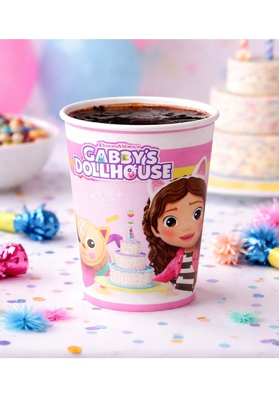 Gabby S Dollhouse Temalı 8-9 Oz Karton Parti Bardağı - Doğum Günü Malzemeleri 10 Adet Diğer