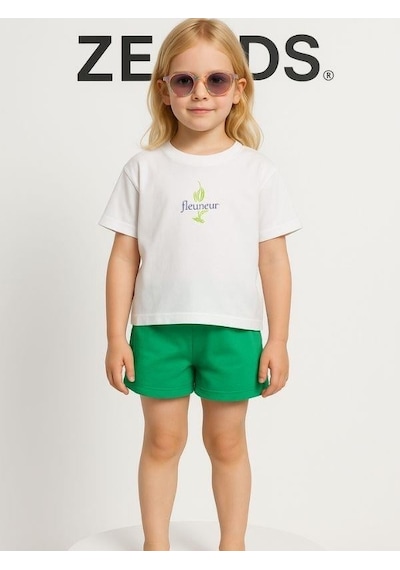 Nk Kids Kız Çocuk Pamuklu Desenli T-shirt-15873 Ekru