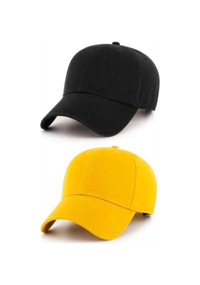 Caxis Spor Şapka Unisex 2'li Takım Arkası Cırtlı Ayarlanabilir Sari Suyah