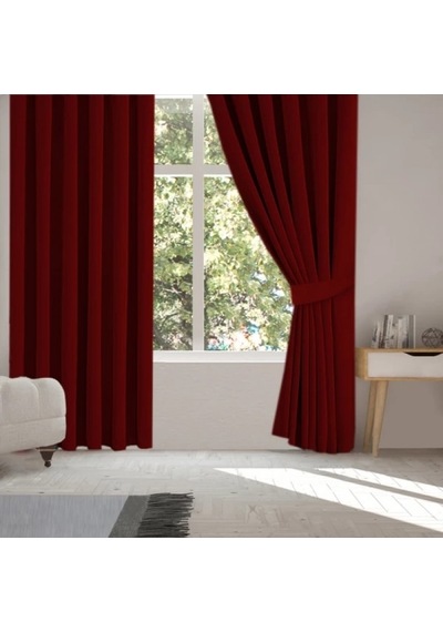 Decoperde Bordo Blackout Karartma Fon Perde Güneşlik Pilesiz Extraforlu Düz Dikim