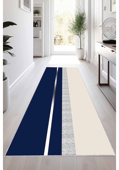 Lacivert Silver Kaymaz Modern Kesme Rulo Yolluk Halı Vh016n11
