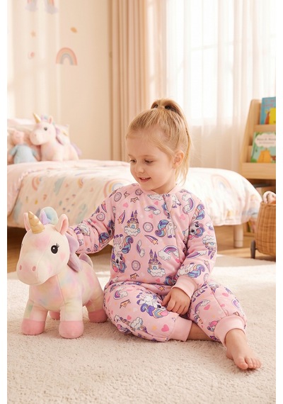 Babymod Elyaf Dolgulu 2.5 Tog 100% Pamuk Penye Astarlı Premium Kalite Kız Çocuk Uyku Tulumu Pembe