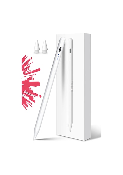 Novstrap Apple Uyumlu iPad  Mini 5/6 Nesil İle Dokunmatik Tablet Kalemi Dz900 Gen3 Stylus Pencil Avuç İçi Reddi 2 Adet Yedek Uç