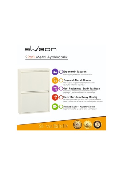 Alv-10002 Alveon Metal Ayakkabılık Beyaz