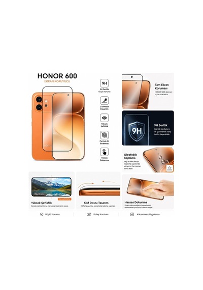 Lexroo Honor 600/600 Pro İle Uyumlu 9h Temperli Full Ekran Antistatic Çerçeveli Ekran Koruyucu