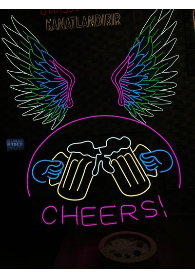 Cheers Yazılı Ve Şekilli Neon Tabela Çok Renkli