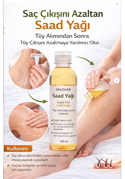 Tüy Azaltıcı Ve Tüy Önleme Saad Yağı Ağı Saad Yağı 125 Ml