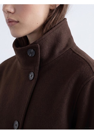 Lcw Modest Kahverengi Dik Yaka Oversize Kadın Kaşe Mont