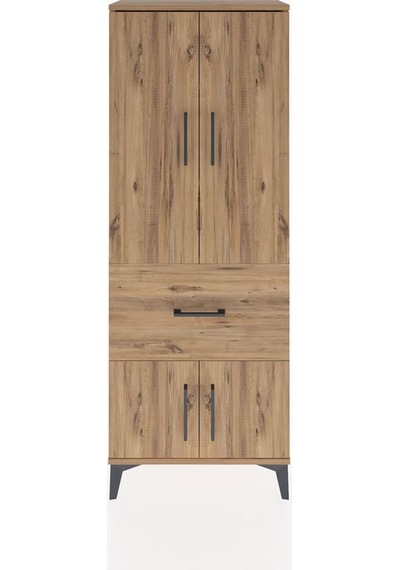 Arges Dolap 3 Raflı Tek Çekmeceli 4 Kapaklı 60x30x163 Çam-çam Çam