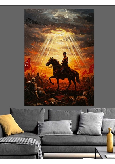 Ahşap Tablo Gün Batımı At Atatürk